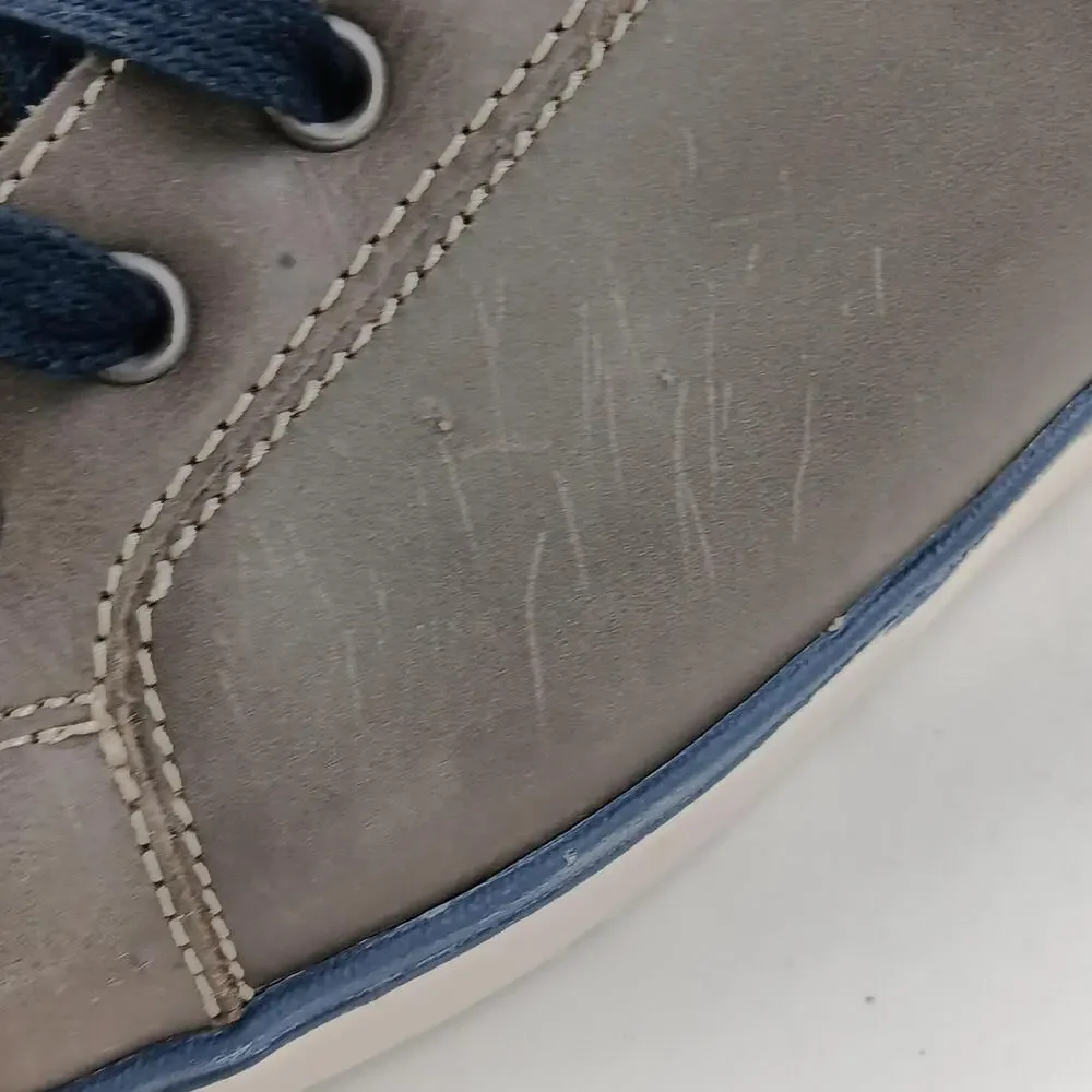 Leather Shoes Mens Size 13 Gray Navy Casual Comfort Lace Up Low Top Sneakers
